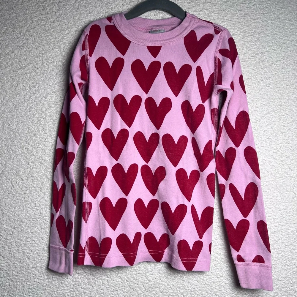 Hanna Andersson Kids Heart Pink‎ Matching Set Pajamas Size 8